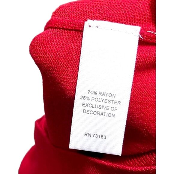 Embellished Red Cardigan Sweater By Cable & Gauge With Black‎ Gems & 3/4 Sleeves - Picture 6 of 9